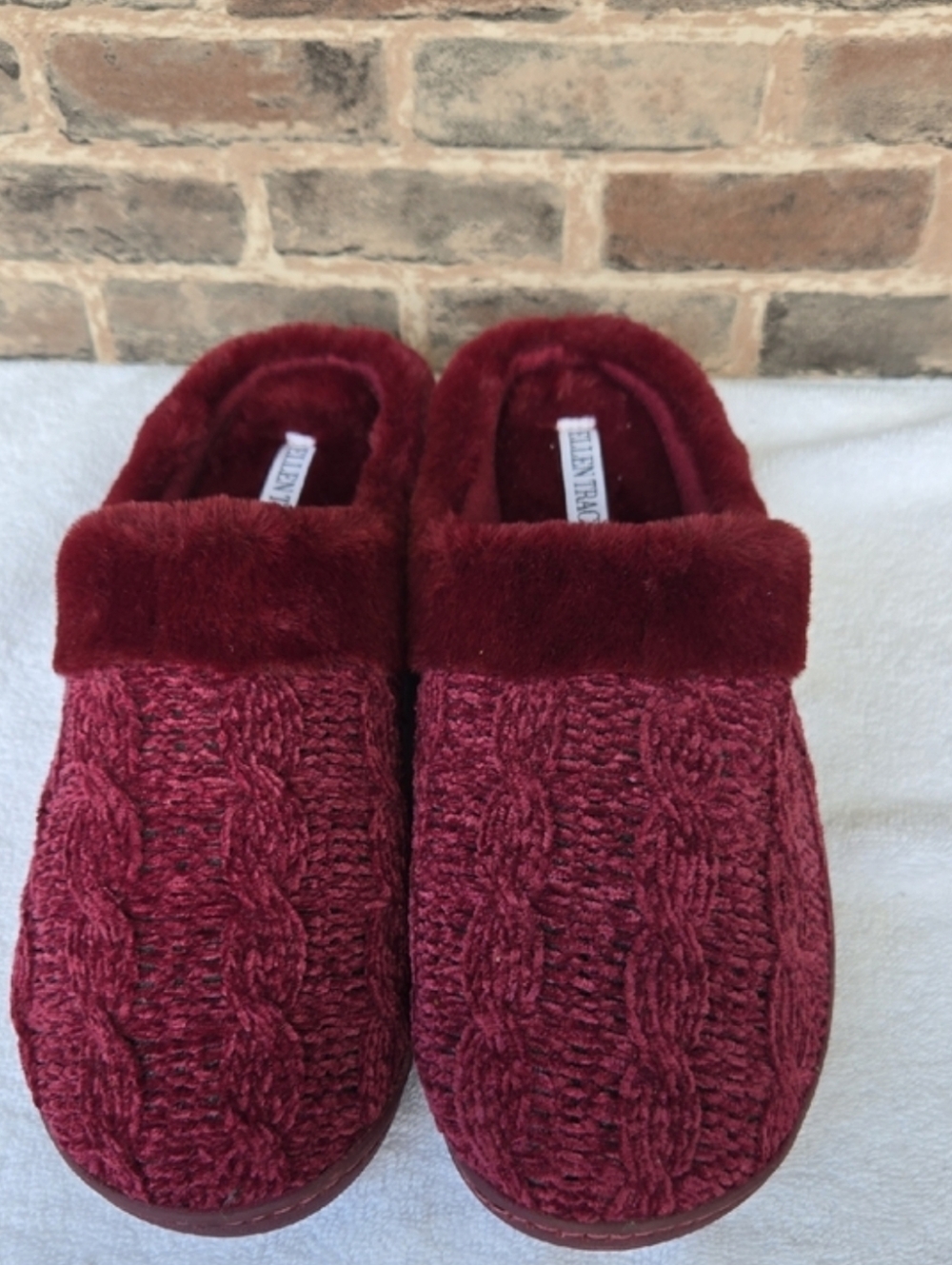 Ellen Tracy Plush Faux-Fur Mule in Deep Wine